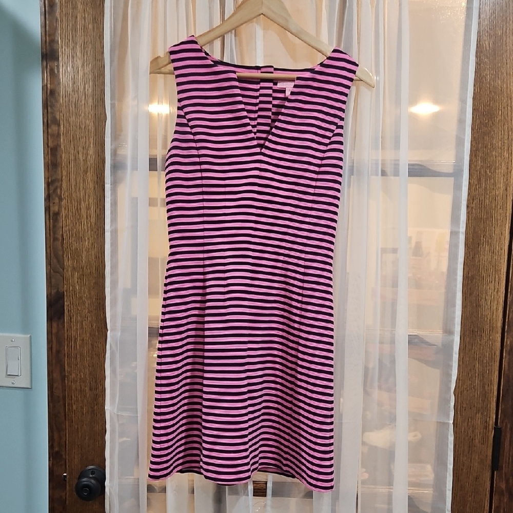 Lilly Pulitzer Pink and Navy Blue Striped Sleeveless Dress